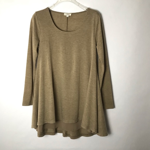 Umgee Layered Tunic Mocha Mini Dress - Picture 2 of 6